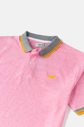 Contrast Collar Polo Shirt - Flamingo
